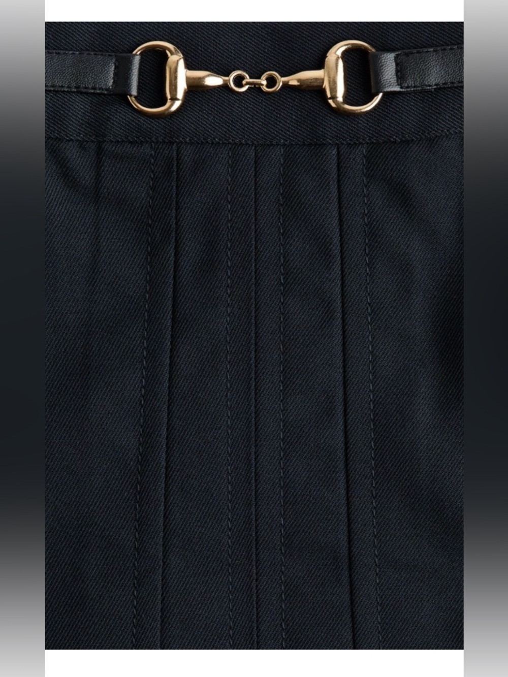 H&M Black A-Line Pleated Skirt with Gold Buckle - Picture 5 of 13